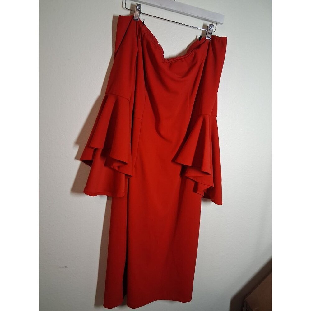 Premier Amour Dress Off Shoulder Boho Bell Sleeve Formal Red Women's Size 16